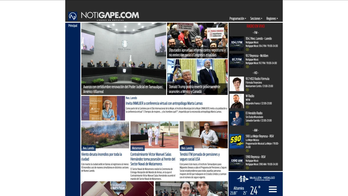 Captura de NotiGAPE - Líderes en Noticias