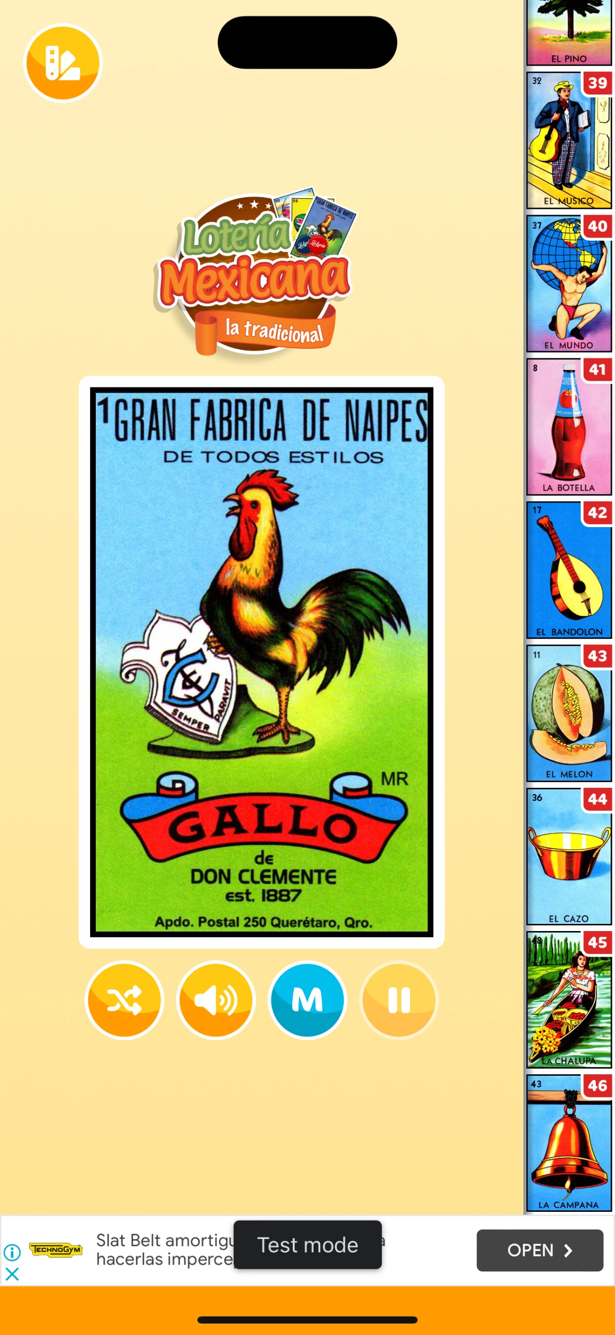 Captura de Baraja Lotería Mexicana